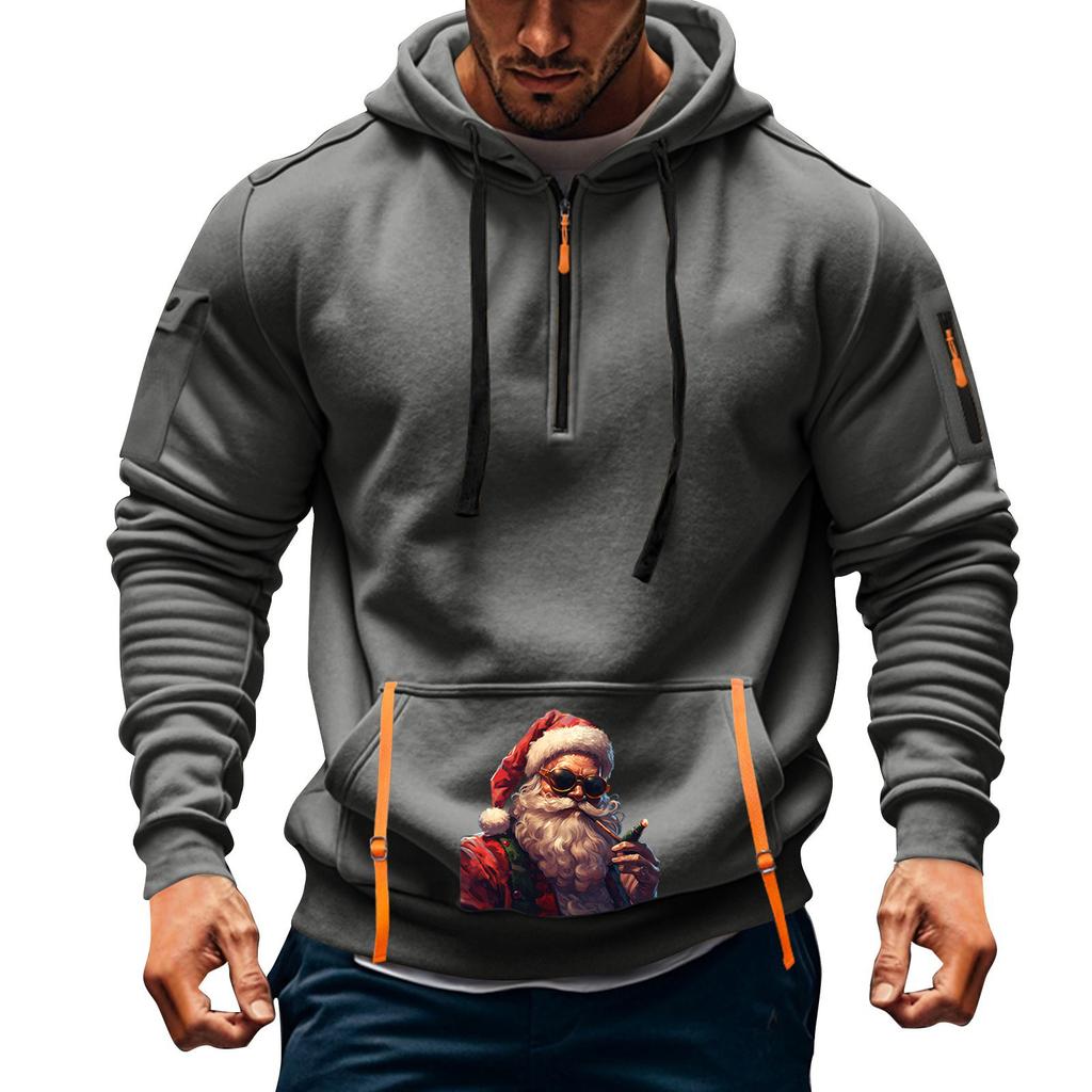 Мужская толстовка с капюшоном с принтом, кардиган на молнии с карманом на рукаве, мужская спортивная повседневная толстовка большого размера