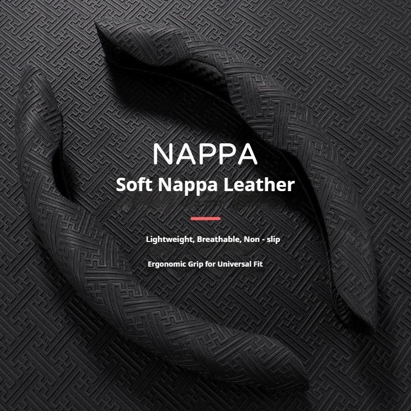 Universal Car Steering Wheel Cover Nappa Leather Suitable for All Seasons Non-slip Sweat-absorbent Half Pack Protective Cover