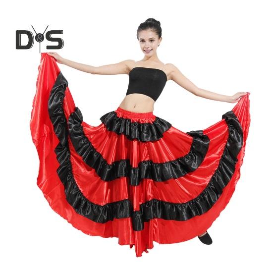 Женская макси-юбка с эластичной резинкой на талии, многослойная юбка-торт, красная, черная, 360-градусная негабаритная юбка, одежда для выступлений на сцене