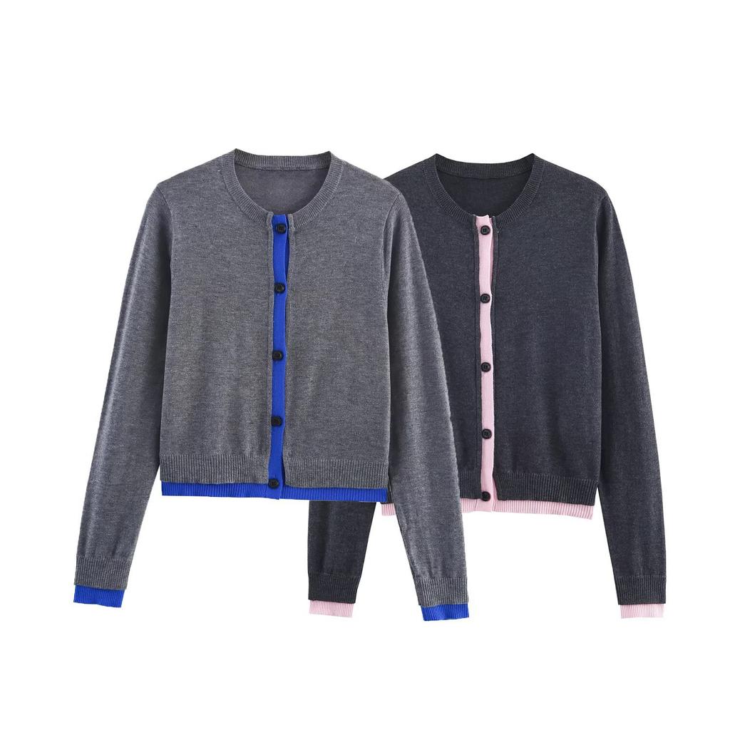 European and American style, new women's clothing, foreign style fashionable splicing knitted jacket 3581/005/802