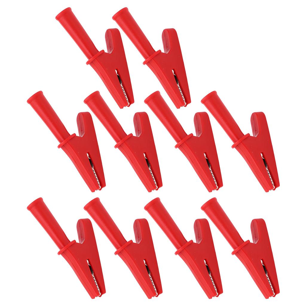 10Pcs Electric Test Clip 20A Rated Current 10mm Opening Test Clamp for Electronic Equipment Welding MachineryRed