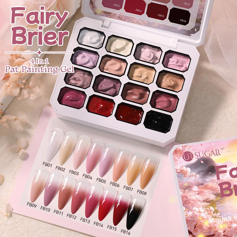 UR SUGAR 4 in 1 16 Colors Pat Painting Gel For Gradient Stamping Drawing Pattern UV/LED Gradient Patting Gel Palette