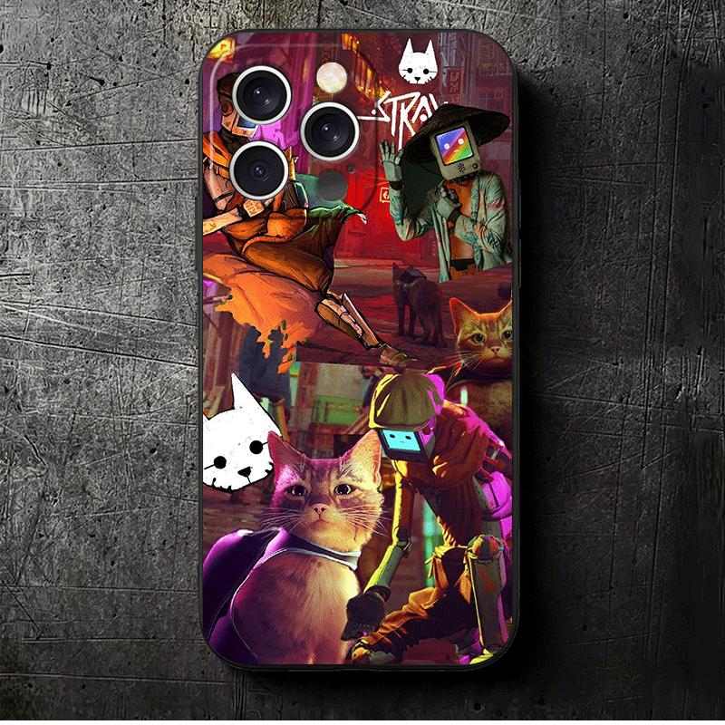 Игра «Бездомный кот» B-12 Мягкий чехол для телефона для iPhone 16 16E 17 Air 15 Pro Max 14 Plus 13 Mini 11 12 7 Черная задняя крышка
