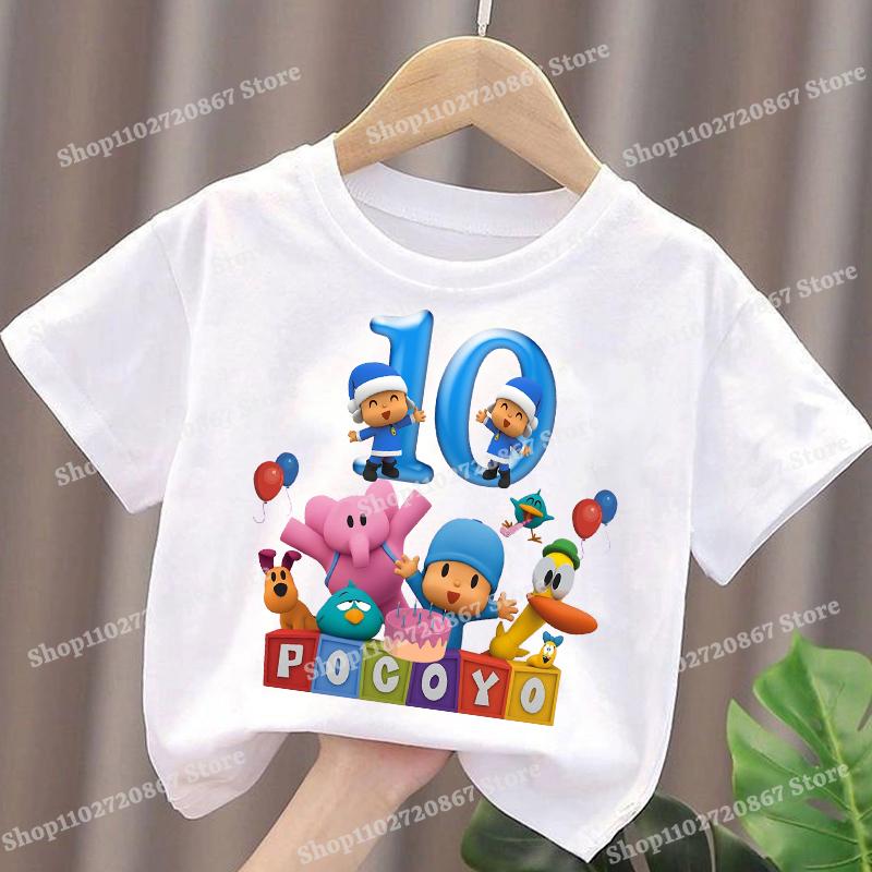 Children Short Sleeve T Shirts Anime Birthday Number Printed Tees Boys Girls Cartoon Summer Crew Neck Tops Kids Gifts