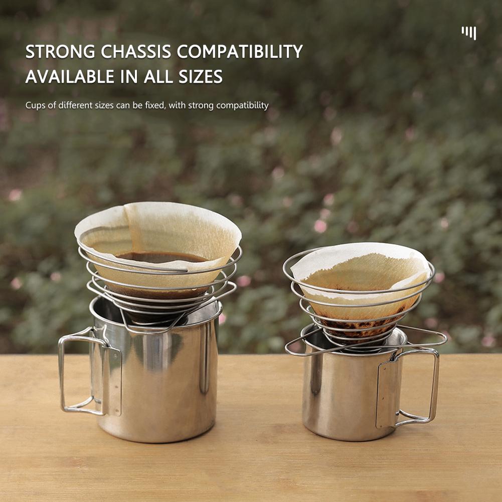 Stainless Steel Coffee Dripper Folding Coffee Cone Dripper Pour Over Filter Holder for Outdoor Camping Picnic Office Home Travel