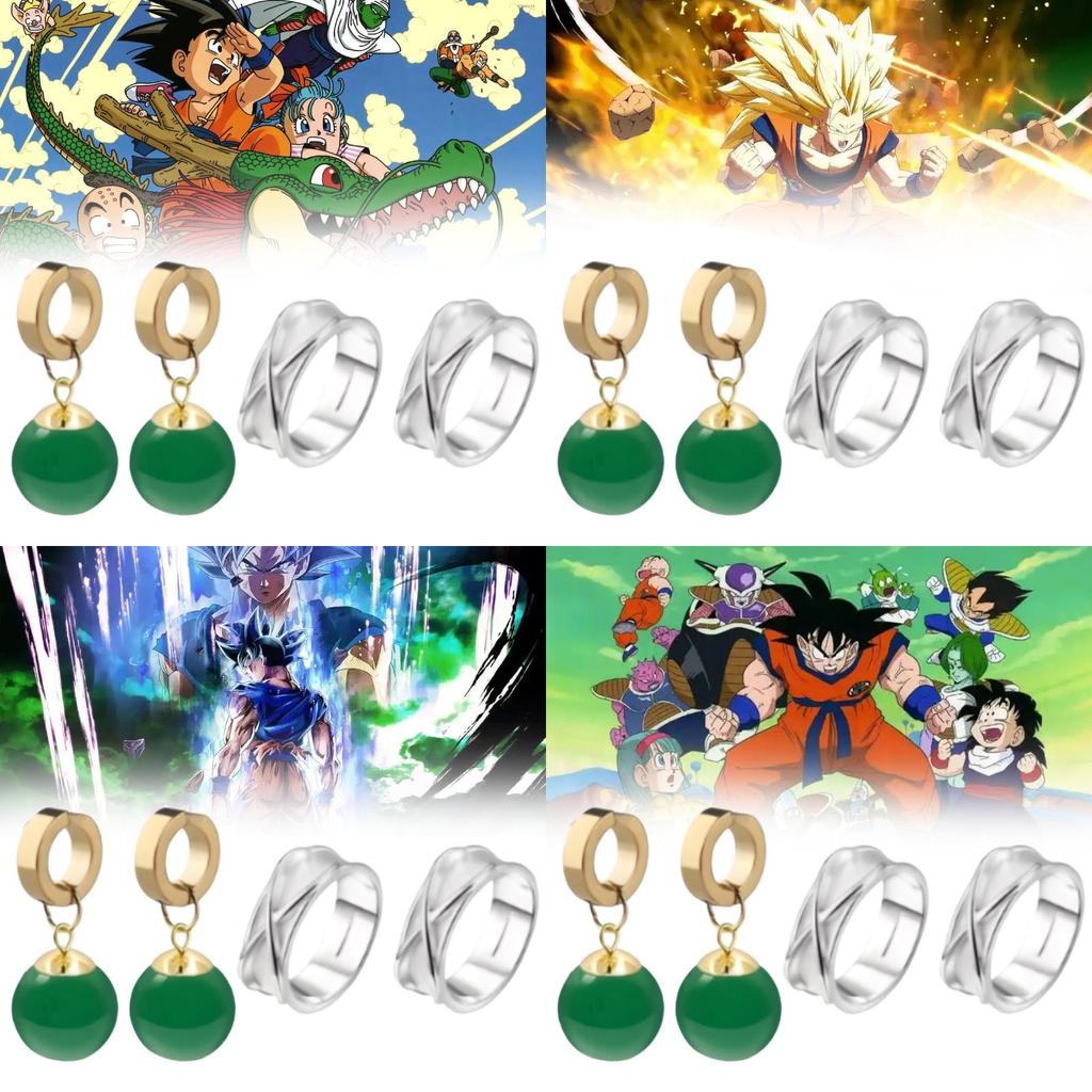 Dragon Ball Super Goku Black Accessories With Earrings And Ring For Anime Costume Parties