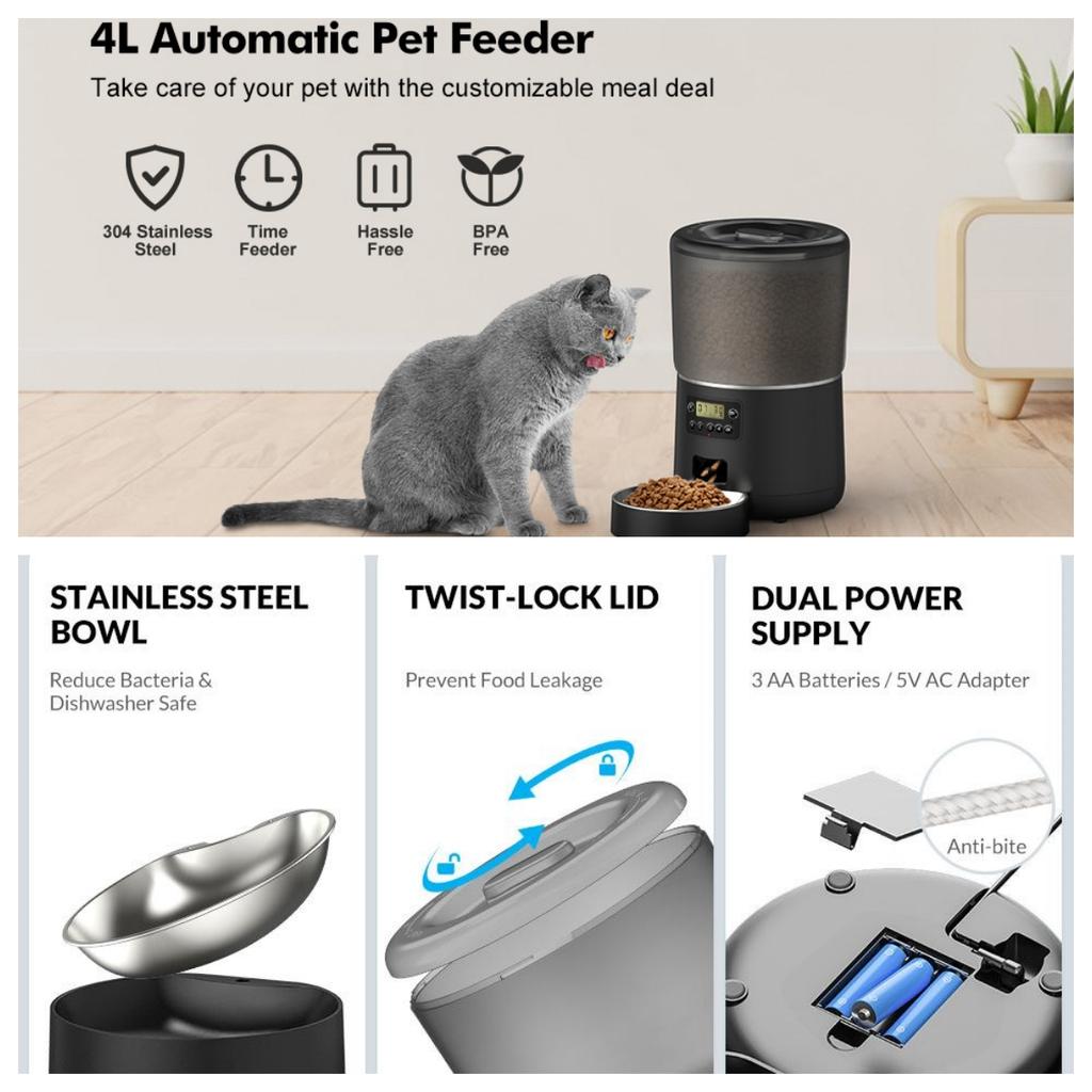Pet Automatic Timing Feeder4LRemoteAPPCat Intelligent Feeding MachineWIFI