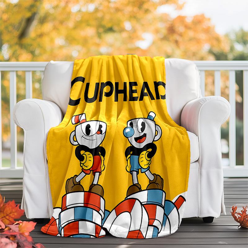 Cuphead printed throw blanket—lightweight,soft,warm;versatile blanket for all seasons—perfect as &air-conditioning throw,nap blanket