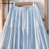 Весна-лето Женская милая юбка А-силуэта с высокой талией, светло-голубая юбка с вырезом, базовые женские хлопковые элегантные женственные юбки