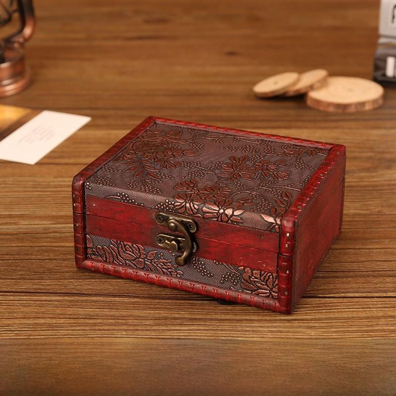 Style Vintage Wooden Box With Lock For Organizing Jewelry Accessories Decoration