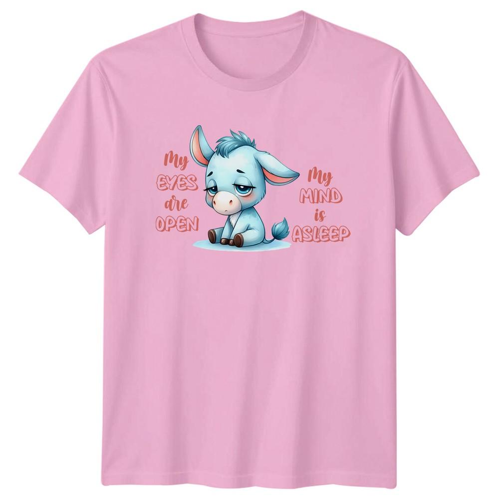 Funny Donkey My Eyes Are Open My Mind Is Asleep Cartoon TShirt