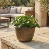 Garden Flower Pots with Trays 12 Inch Thickened for Outdoor Indoor, Plastic Leaf-Pattern Texture Large Planters Planter Drainage Hole & Saucer,
