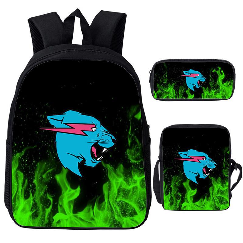 Mr Beast Lightning Cat 3d Print School Backpack With Breathable Oxford Fabric For Kids