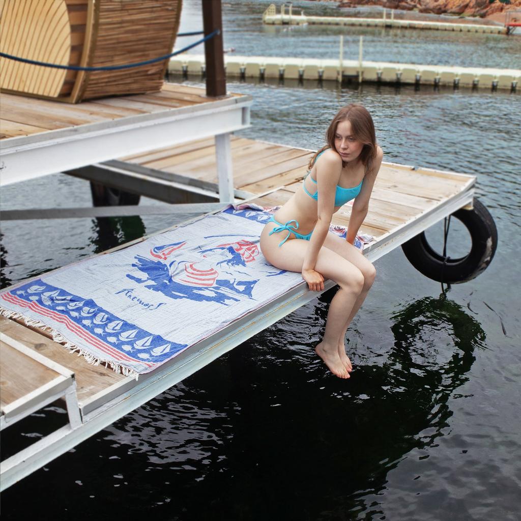 Anemoss Turkish Beach Towel 39 x 70 100% Cotton Extra Large Turkish Peshtemal