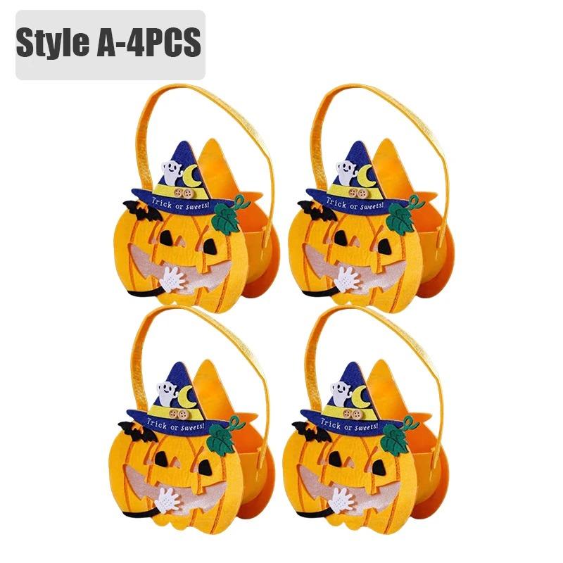1-6PCS Halloween Trick or Treat Candy Bag for Kids Felt Pumpkin Gift Tote Bag Holiday Party Halloween Decorations Accessories