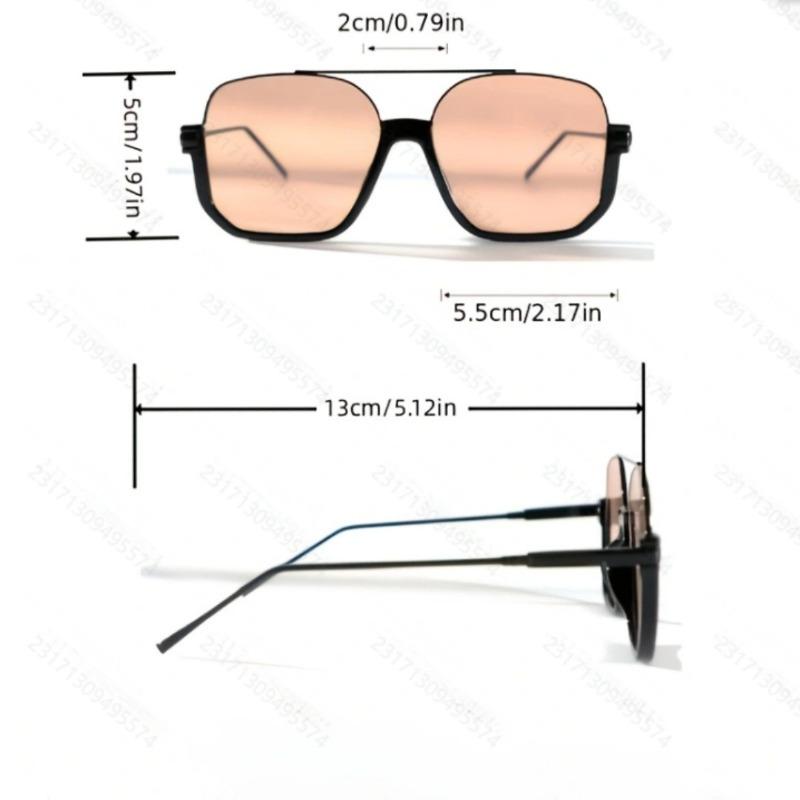 Women's Oversized Square Metal Frame Fashion Glasses - Lightweight PC Lenses for Beach Travel Outdoor