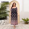 Summer Women's Dress Plus Size Loose Loungewear Long Dresses Short Sleeve Floral Long Dresses
