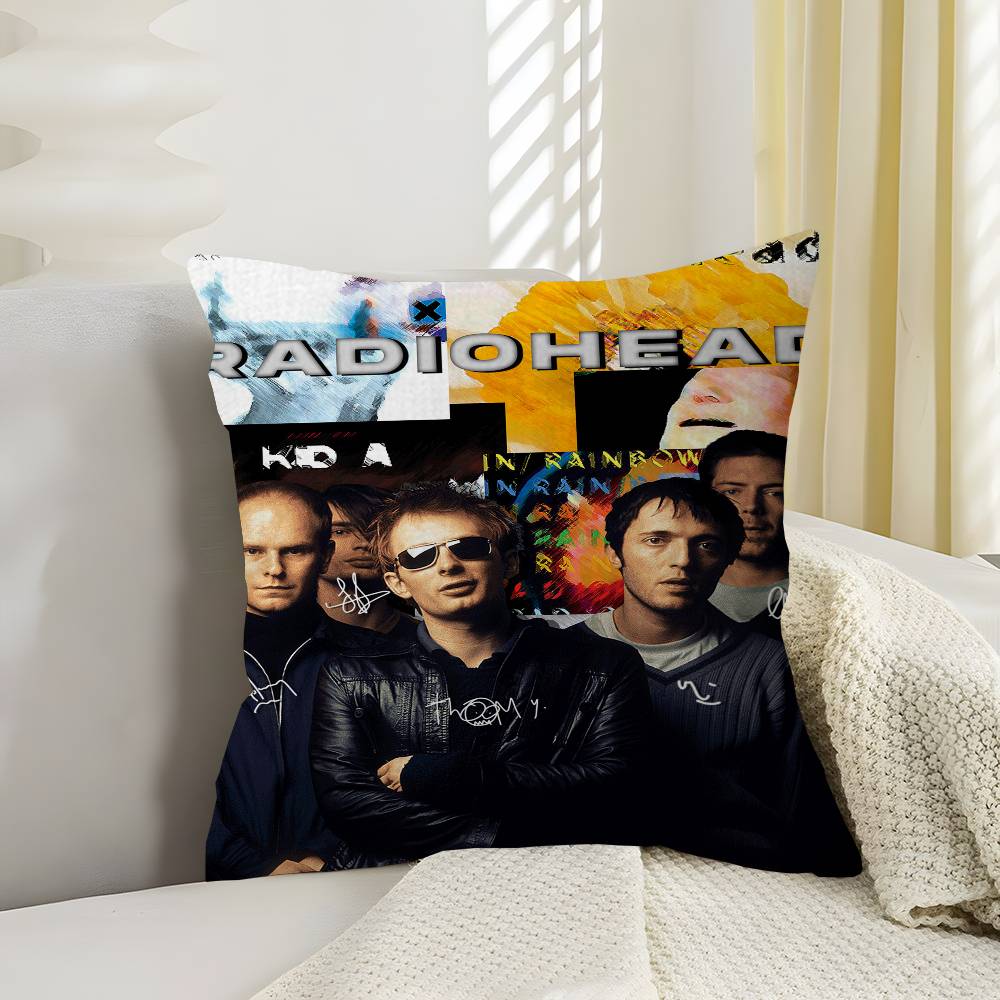 Винтажная Подушка с Логотипом Рок-Группы Radiohead Аниме Подушка Подушка для Изголовья Дивана-Кровати Чехол для Подушки 45x45 см Модная