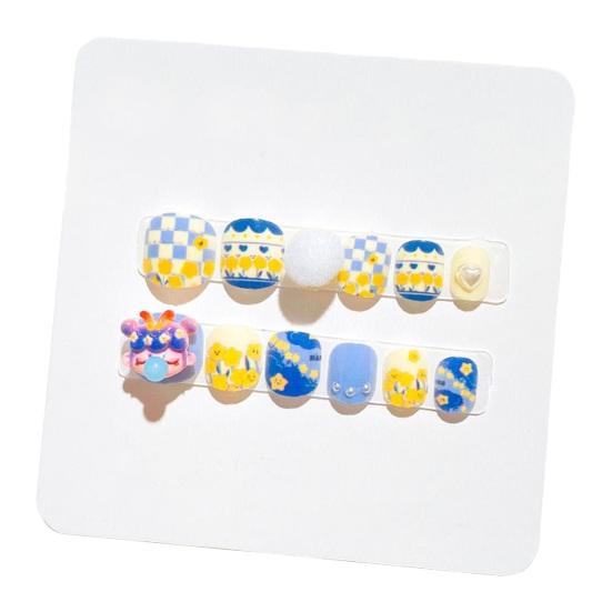 12 шт. детские мультяшные наклейки для дизайна ногтей, милые цветочные девушки с сердечным узором, стразы, наклейки для ногтей, самоклеящиеся накладные ногти, художественное украшение «сделай сам»