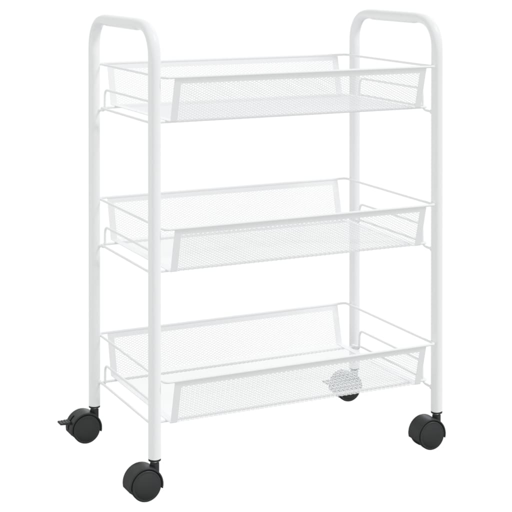 Kitchen Trolley 3 Tier White 46 x 26 x 64 cm Iron