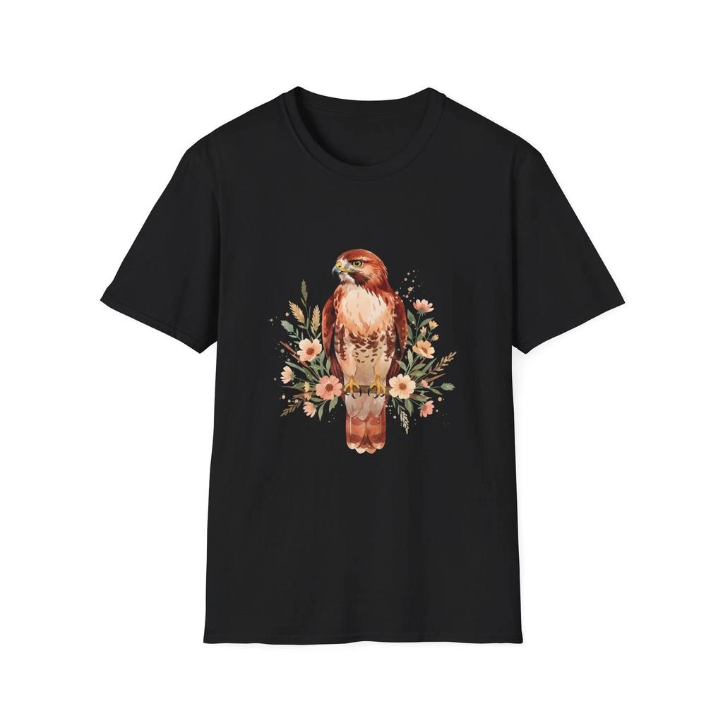 Eagle Floral Watercolor Nature Black Tee Boho Aesthetic T-Shirt