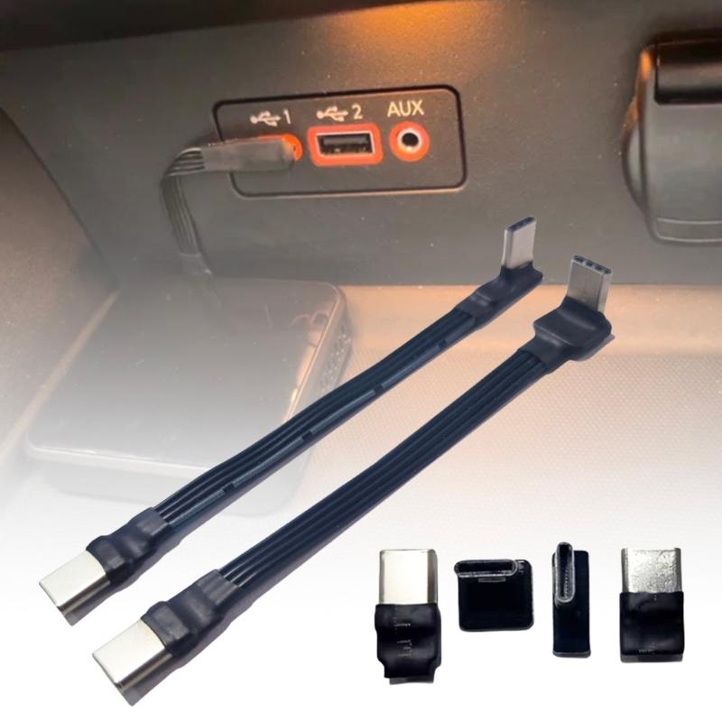 Тонкий USB 2.0 Type C на Type C Кабель для передачи данных с Г-образными разъемами Провод для подключения к FPV и другим устройствам
