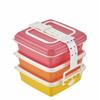 T-WORLD Stackable Picnic Case, Square, 3 Tiers, Pink, Small, "Colors" 4073