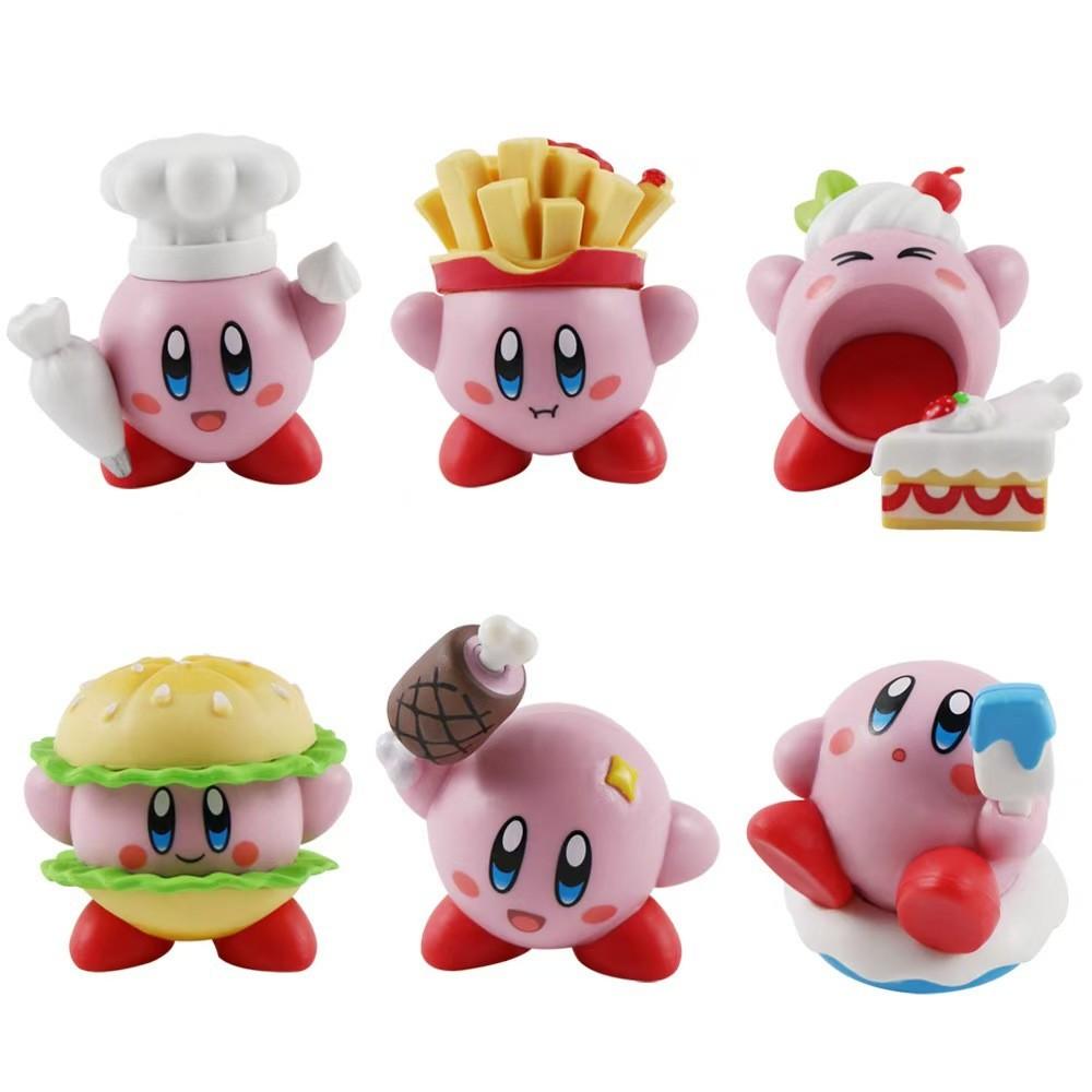 6 Delightful Style Kirby Food Figurines Pvc Cute Anime Character Decor Car