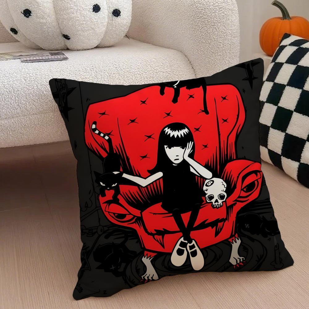 Mysterious Cool Comic EEmily The Strange Cushion Cover Throw Pillow Cover Hidden Button Durable Polyester Chair Cushion