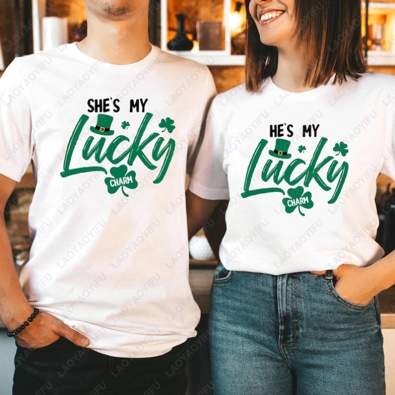 Мой талисман matching унисекс хлопковые футболки для него и нее забавный наряд для пары топ на День святого Патрика одежда для мужа и жены влюбленных