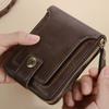 Retro Men's Short Wallet Vintage Man Money Clip Large Capacity Zipper Multifunctional Card Holder Coin Purse High Quality