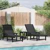 VidaXL Adjustable Sun Lounger 2 Pcs Black 162X53X98.5 Cm HDPE Multi-position Backrest Contemporary Garden Chairs Seats 3335852