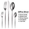 6/16/20/24Pcs Sliver Stainless Steel 304 Cutlery Set Sliver Tableware Western Hammer Pattern Handle Dinner Set Fork Spoon4