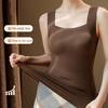 Winter Women Thermal Base Layer Vest with Built-in Chest Pads Seamless Velvet Fast Temperature Lock Heating Elastic Sleeveless Inner Wear Bottoming