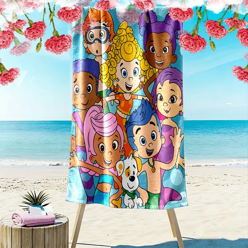 Bubble Guppies Inspired 2D Flat Print Beach Towel, Large Soft Quick Dry Towel for Beach Camping SwimmingXSTJ0915292