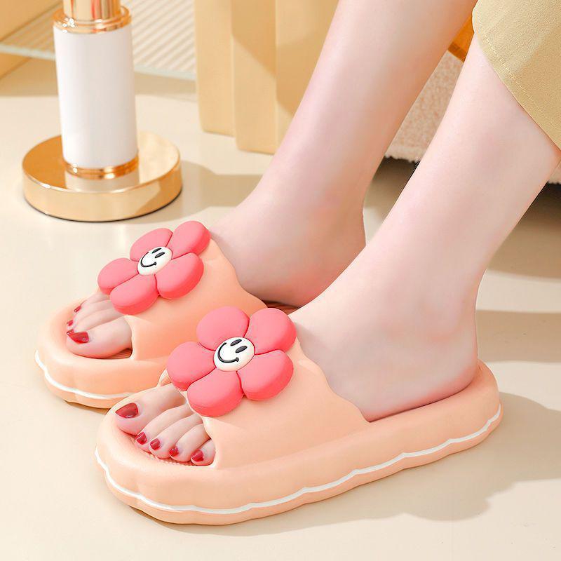 Женские уличные милые летние нескользящие сандалии с мультяшным принтом на толстой подошве