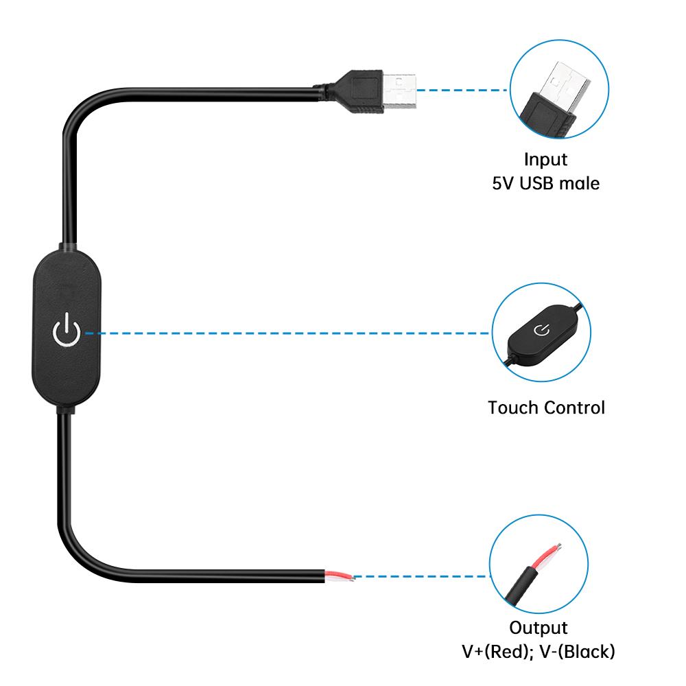 USB-переключатель, удлинительный кабель 2А, 1,5 м, DC5V/DC12-24V, с сенсорным диммирующим переключателем для светодиодных лент, выключатель питания Вкл/Выкл