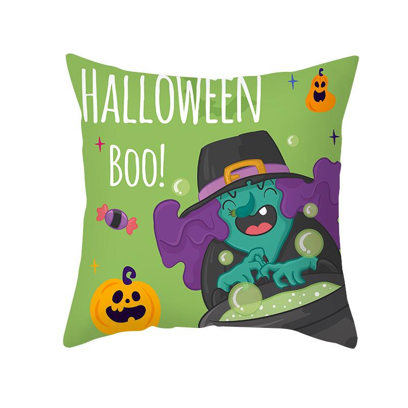 Halloween Cartoon Skull Spider Demon Bat Decorative Pattern Pillow Case Bedroom Living Room Sofa Cinema Garden Throw Pillow Case