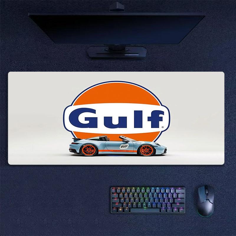 Коврик для мыши Gulf Racing Art, Большой игровой коврик для стола, Нескользящий коврик для мыши XXL для ноутбука и планшета, Игровой коврик для мини-ПК со прошитыми краями