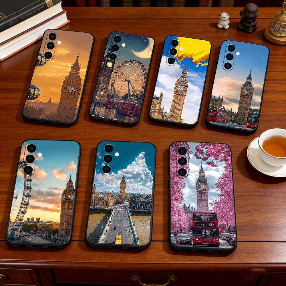 Чехол для телефона Big Ben Tower Bridge для Samsung Galaxy A73, A72, A71, A70, A53, A52, A51, Другие Мягкий Черный Чехол