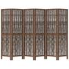 6 Panel Room Divider Dark Brown Solid Wood Paulownia