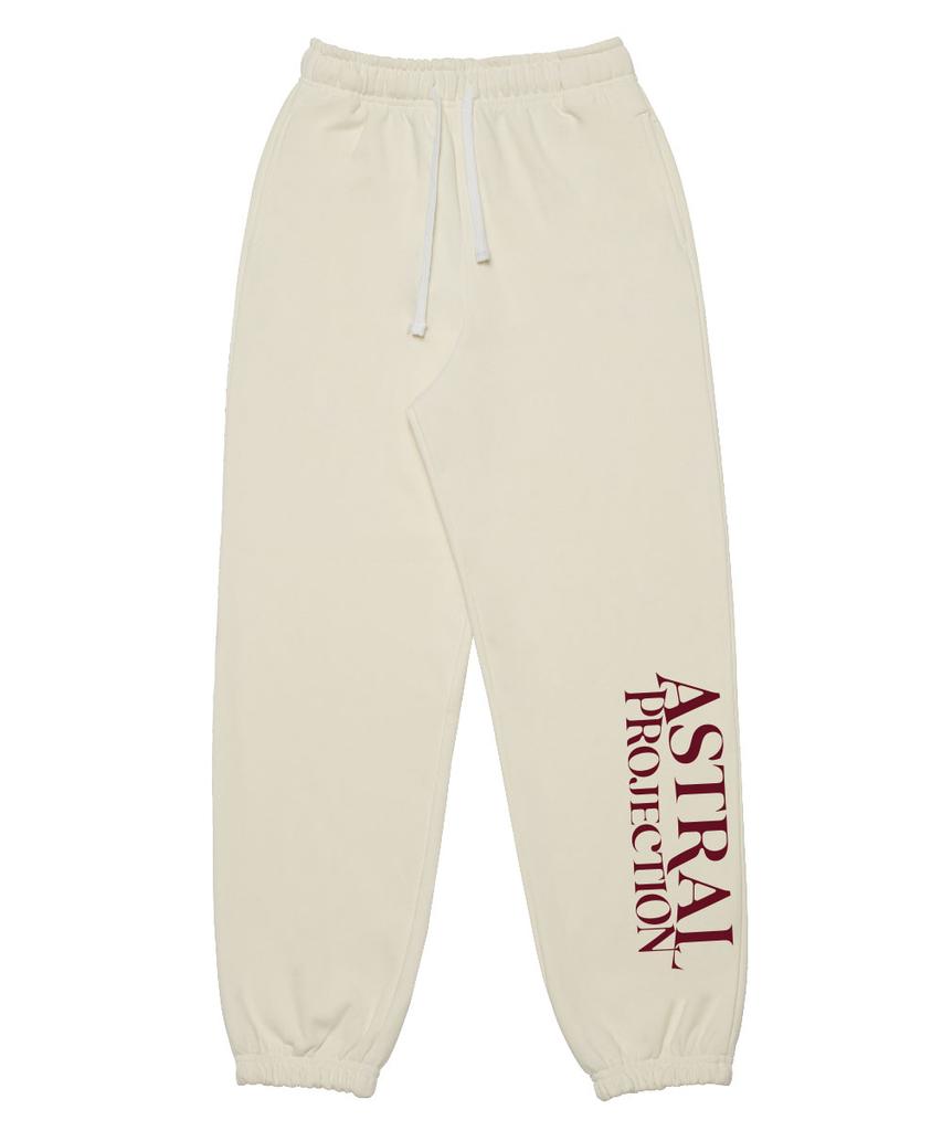 ASTRAL PROJECTION Lettering Logo Comfortable Training Sweat Jogger Pants_Cream