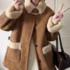 Пальто из овечьей шерсти с мехом, женская зимняя 2024, новая утолщенная двухсторонняя шуба средней и длинной шубы с мехом