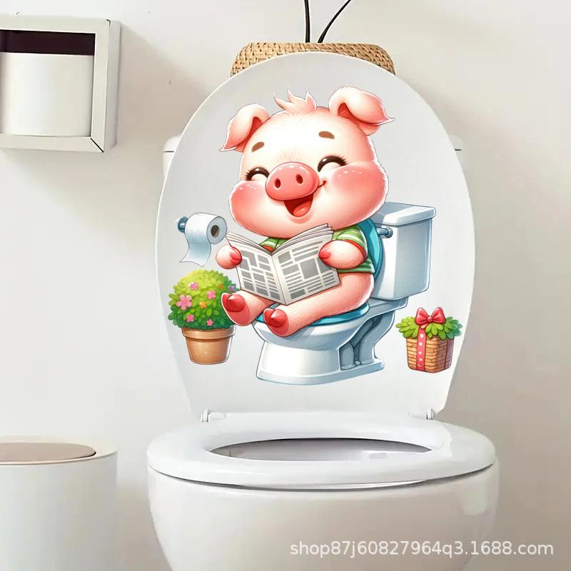 1 шт. Забавные наклейки на сиденье унитаза из ПВХ с животными Обезьяна Зебра Жираф Декали Водонепроницаемый Декор для стен ванной комнаты и двери Креативные съемные наклейки