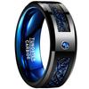 Men's Tungsten Ring with Black Dragon Pattern and Multicolor Carbon Fiber Inlay