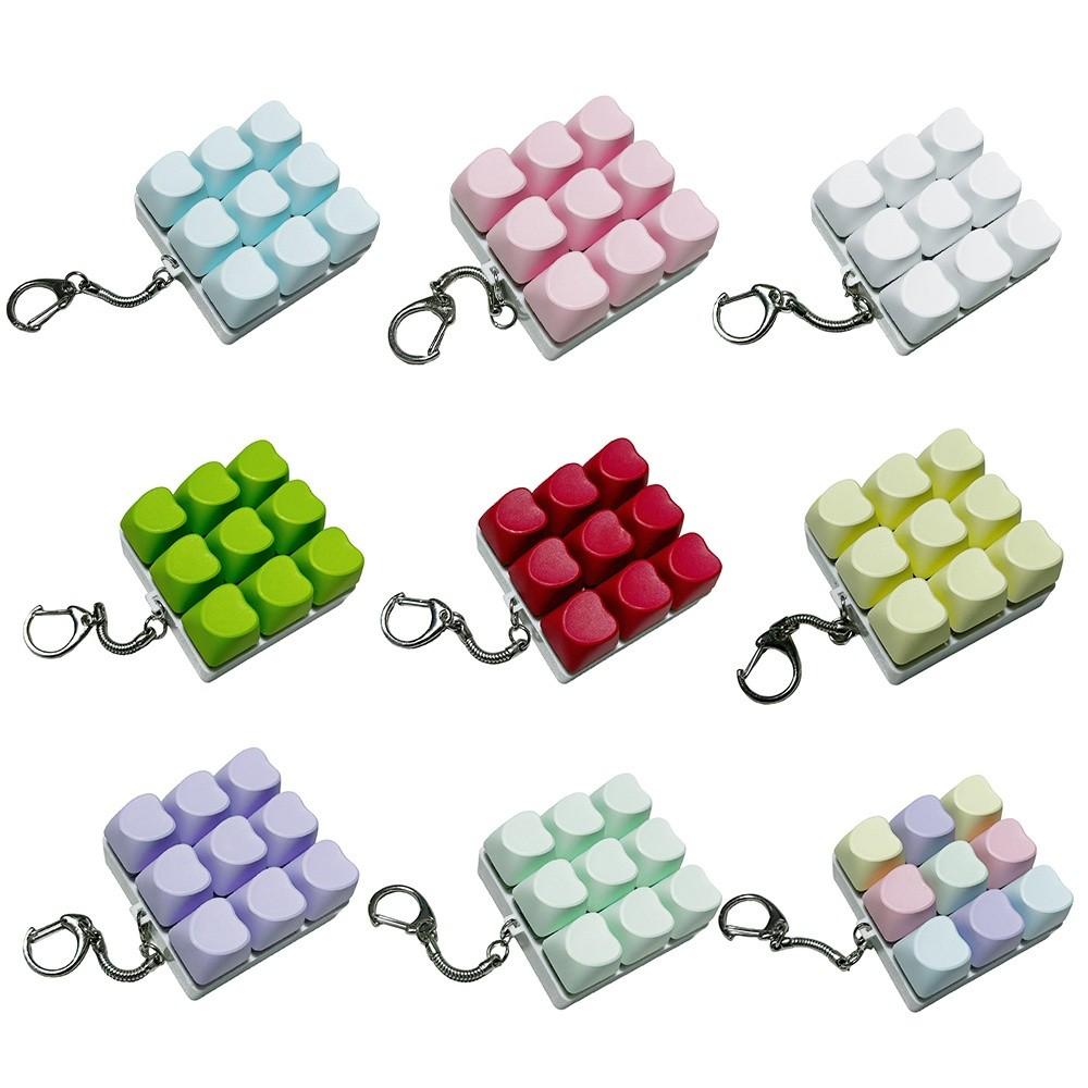 DIY Keyboard Clicker Toy 9Keys Button Keycap Fidget Keychain Finger Keyboard Caps Toy for Adult To Relief Stress Pass The Time
