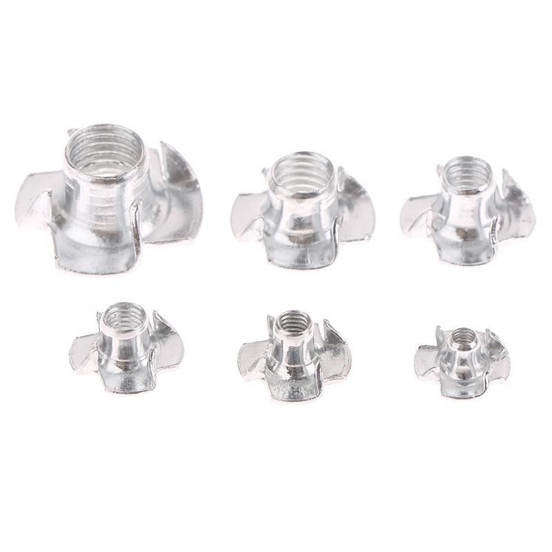 20 шт. M3 M4 M5 M6 M8 M10 оцинкованные гайки с четырьмя лапками для динамика T-образная гайка глухая зубчатая вставка T-образная гайка вставки