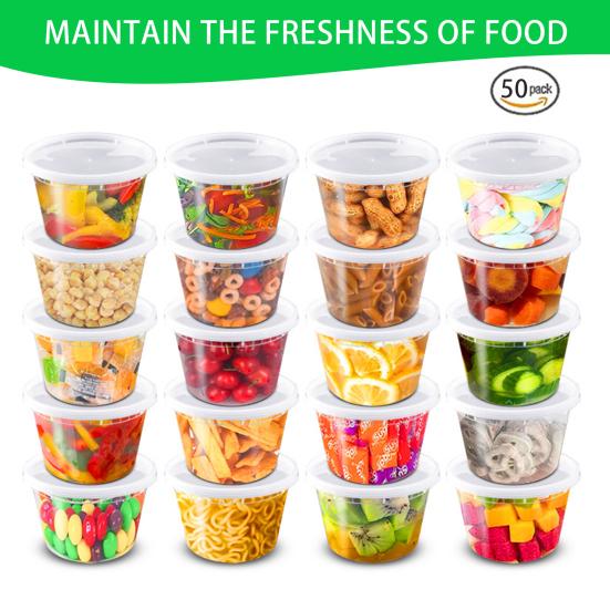 50 упаковок пластиковых контейнеров для гастрономических продуктов с крышками, не содержащих BPA, герметичный контейнер для хранения, герметичные контейнеры для супа, микроволновая печь, морозильник, посудомоечная машина, безопасная еда