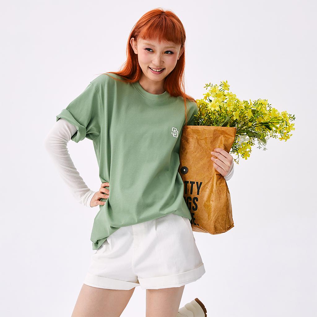 Новая Базовая Коллекция MLB Сан-Диего Падрес SS25 Футболка Унисекс Зеленая 3ATSB0253-13KAM