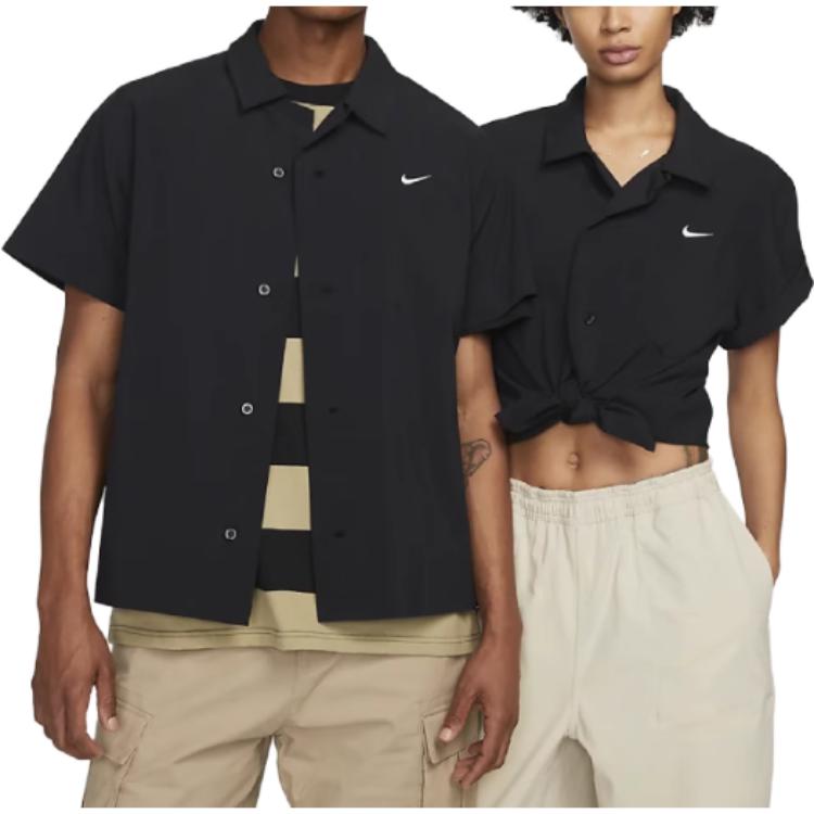 Nike SB Shirts Unisex Black Lapel Moderate Shirt DV9074-010